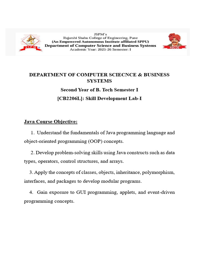 CB2206L-Skill Development Lab I (Java) - 4 - 1759902751635 | PDF | Java ...