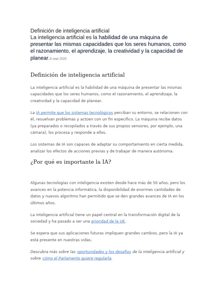 Definición y aplicaciones de IA | PDF | Inteligencia artificial ...