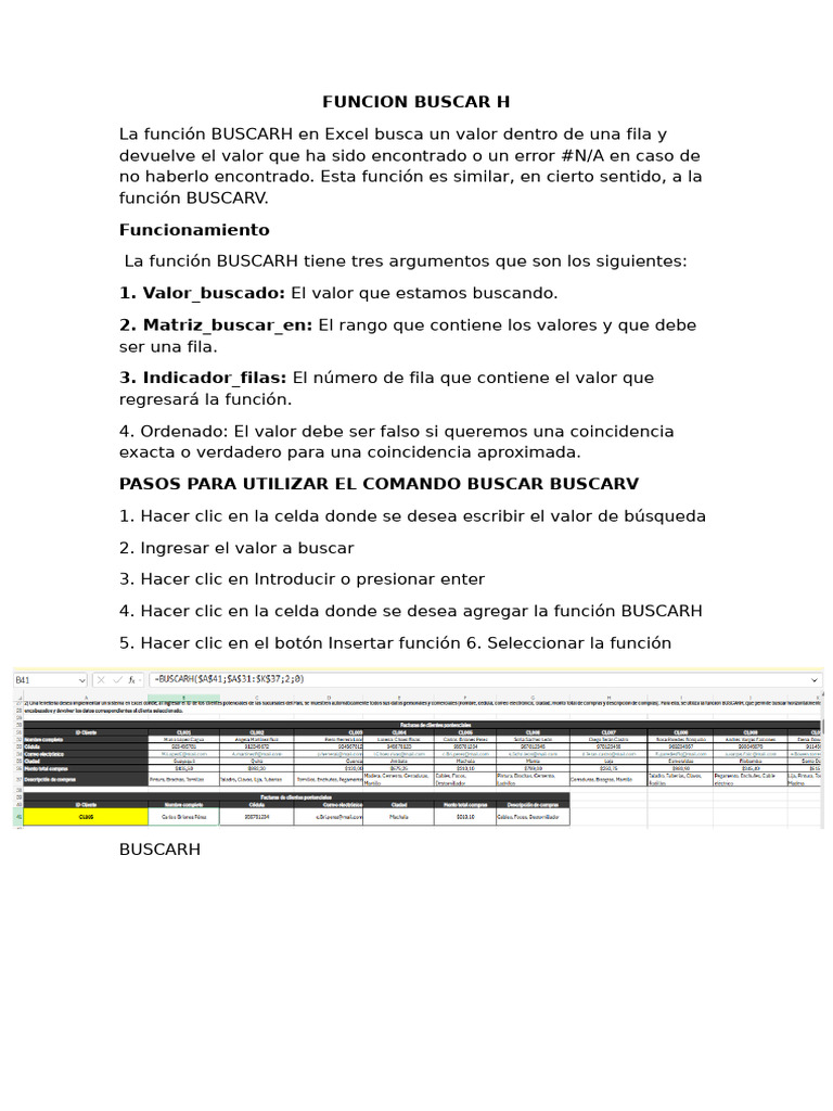 Cómo usar la función BUSCARH en Excel | PDF