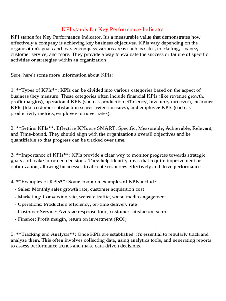 Understanding Key Performance Indicators | PDF | Performance Indicator ...
