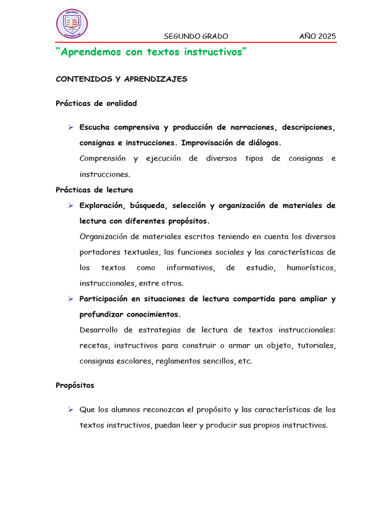 Textos Instructivos para Segundo Grado | PDF