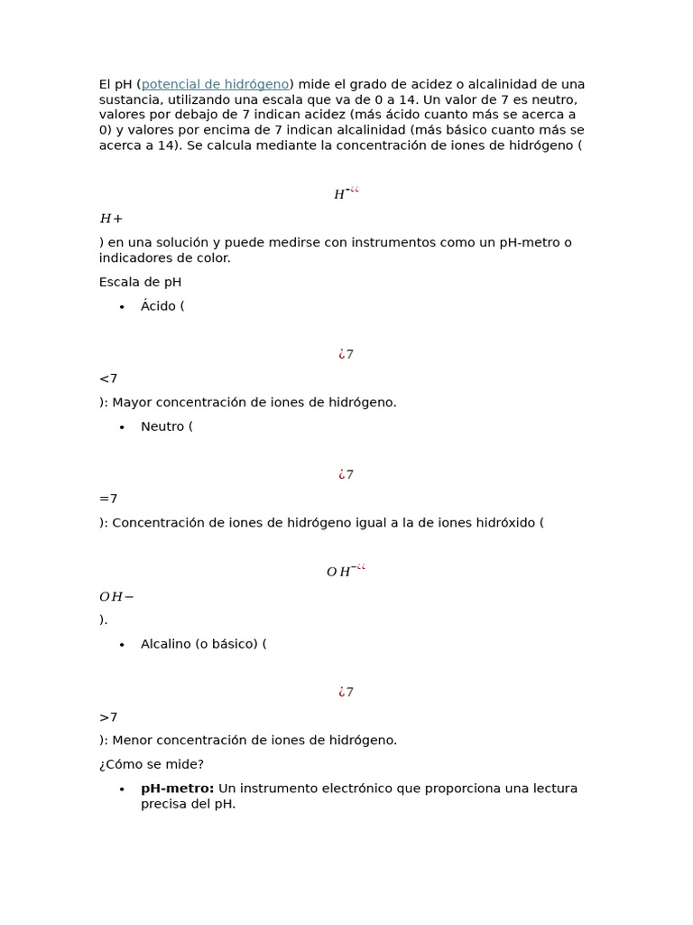 ¿Qué es el pH y cómo se mide? | PDF | Ph | Química