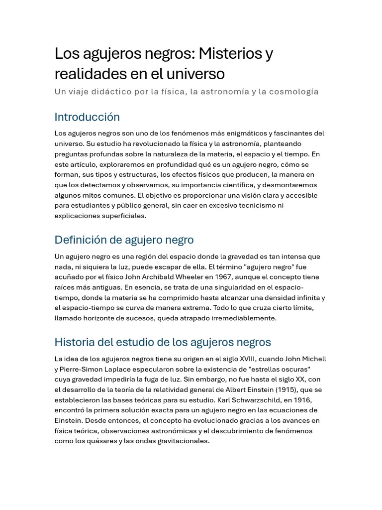 Agujeros Negros: Misterios y Realidades | PDF | Calabozo | Gravedad