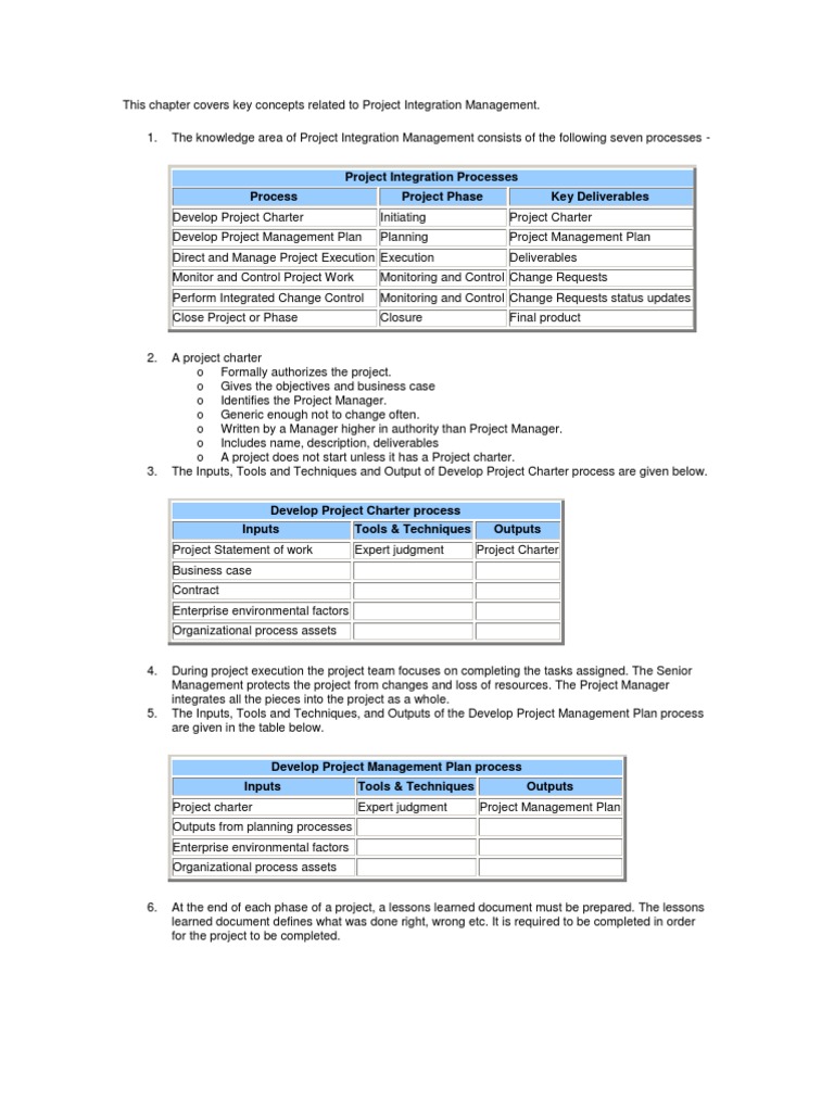 An Overview of Key Project Integration Management Concepts and ...