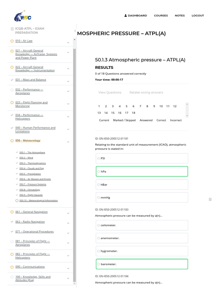 50.1.3 Atmospheric Pressure - ATPL (A) | PDF | Atmospheric Pressure ...