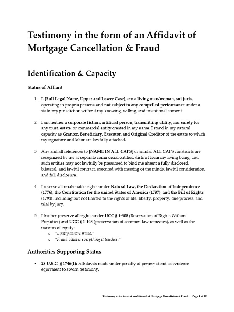 Mortgage Fraud and Contract Nullification | PDF | Affidavit | Title 18 ...