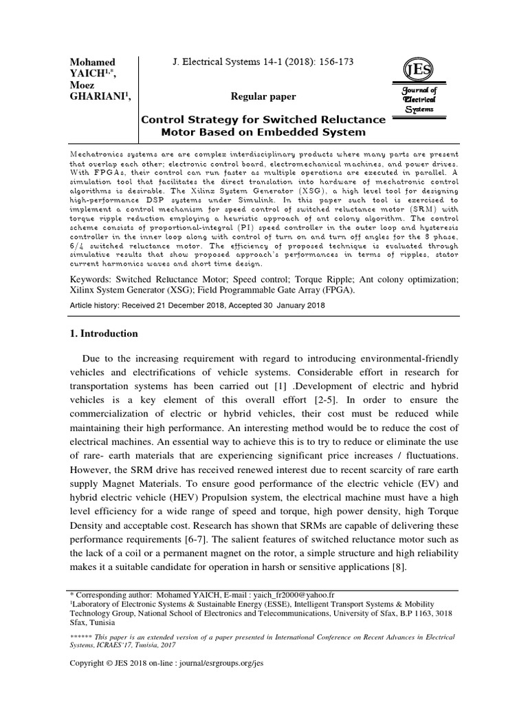Control Strategy For Switched Reluctance Motor Bas | PDF | Electric ...