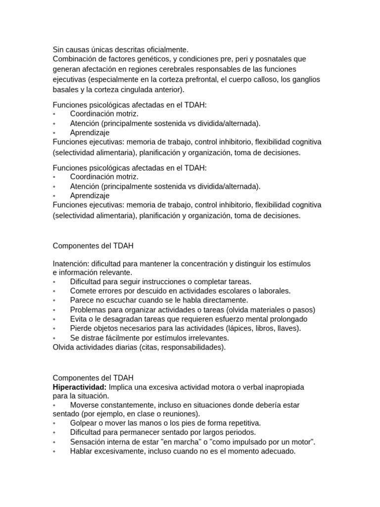 Componentes y diagnóstico del TDAH | PDF | Desorden hiperactivo y ...