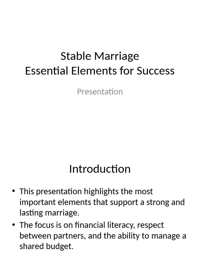 Key Elements for a Stable Marriage | PDF