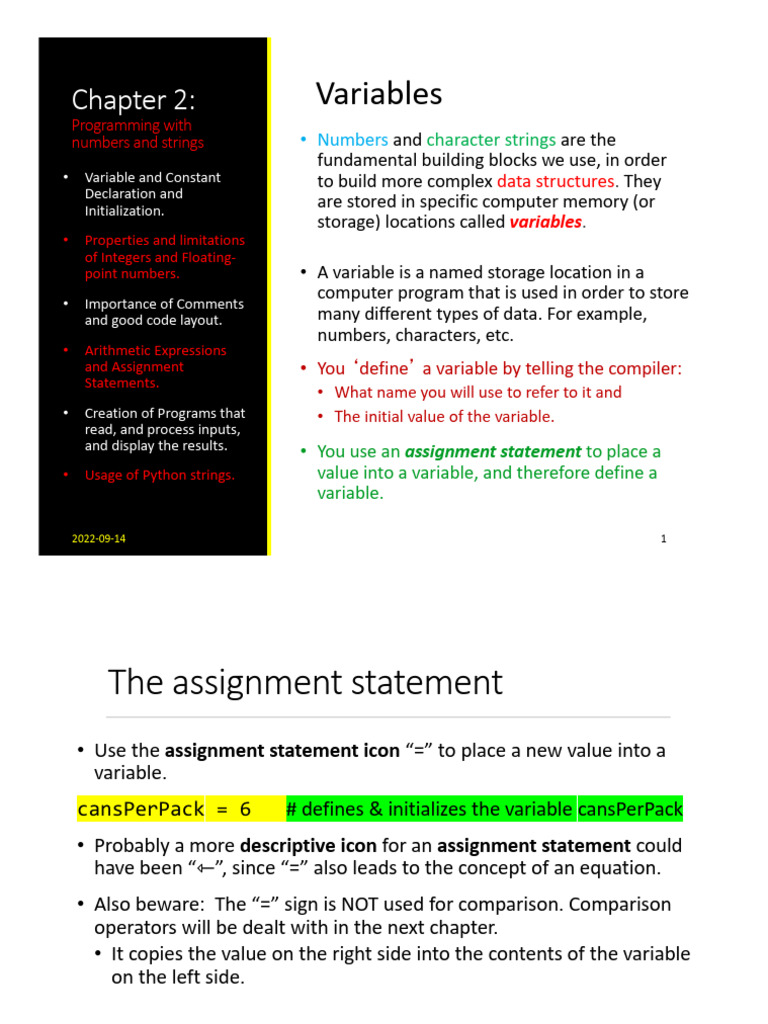 Chapter 02-1 | PDF | Parameter (Computer Programming) | Variable ...