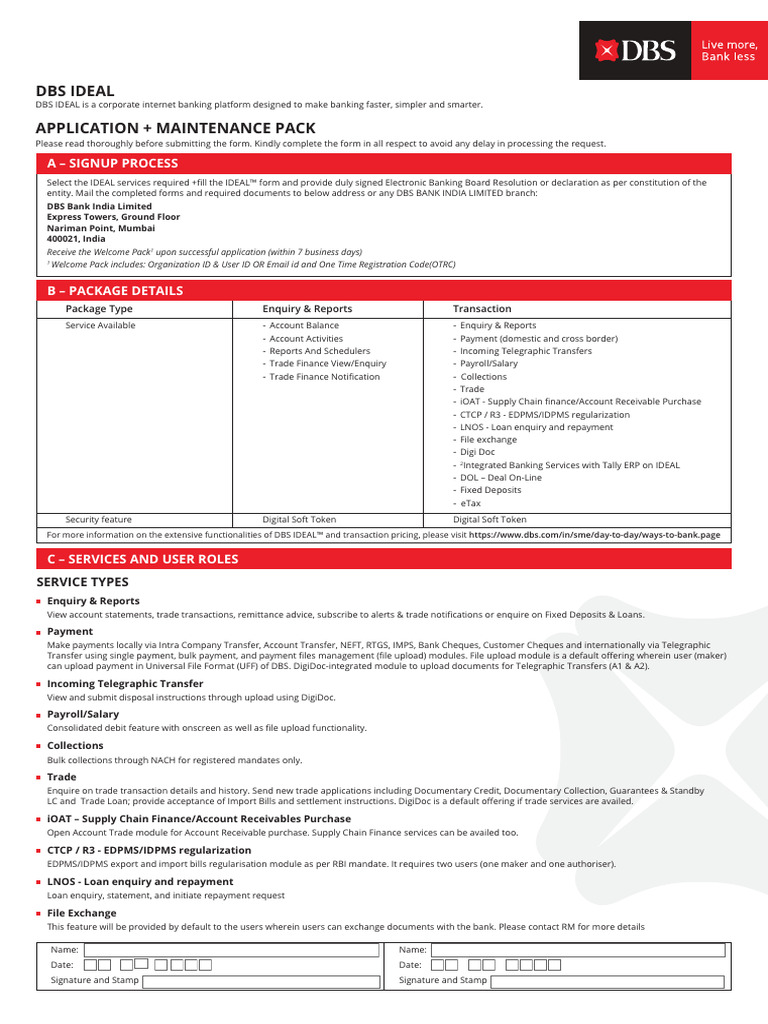 DBS IDEAL Maintenance Form Guide | PDF | Indemnity | Mobile App