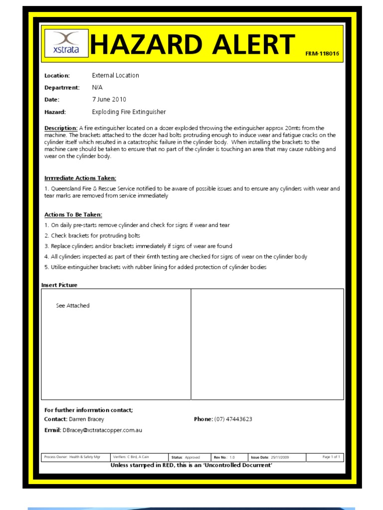 Hazard Alert: Exploding Fire Extinguisher | PDF