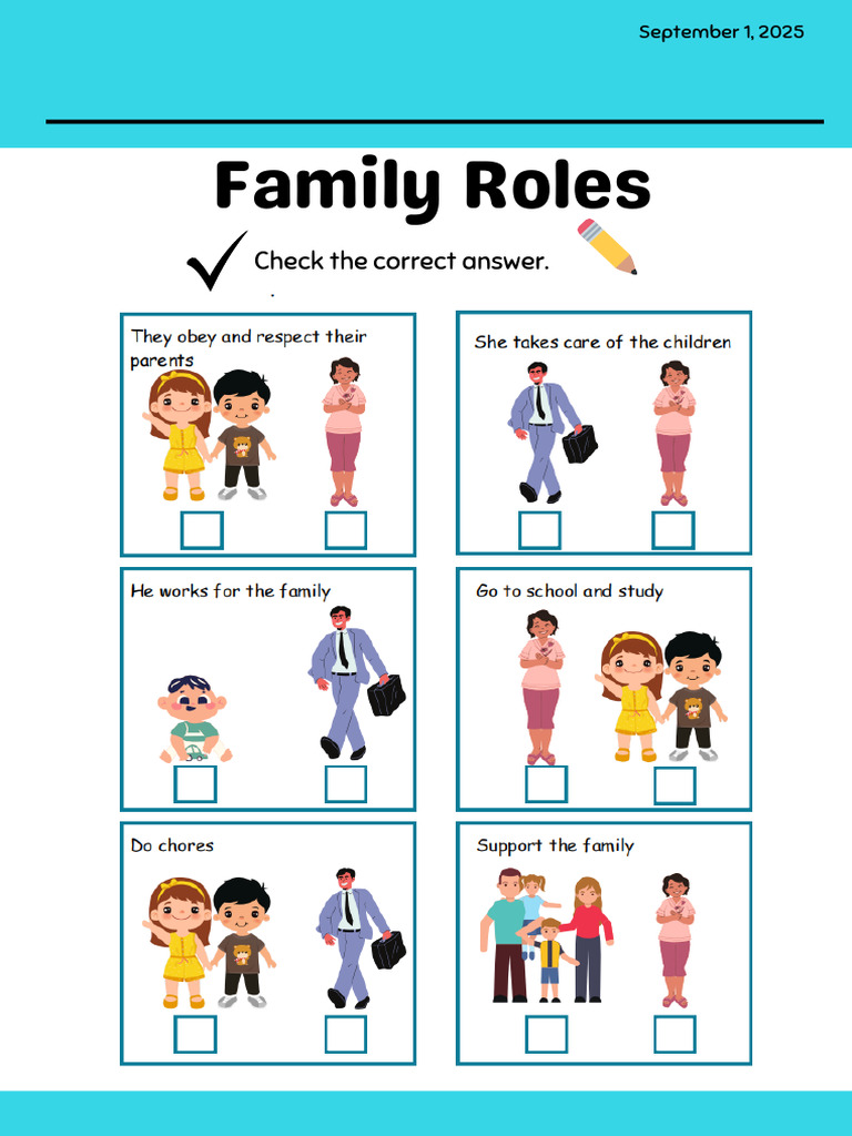 Family Roles Worksheet example