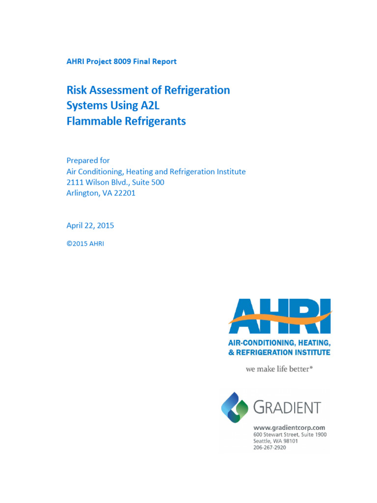 A2L Refrigerant Risk Assessment Report | PDF