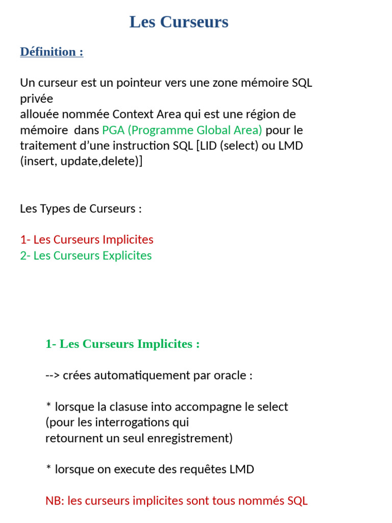 Comprendre les Curseurs SQL en PL/SQL | PDF | SQL | Génie logiciel