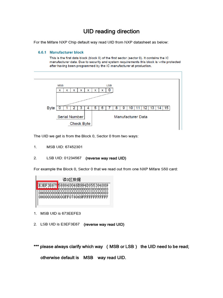UID Reading Directions for NXP Chip | PDF