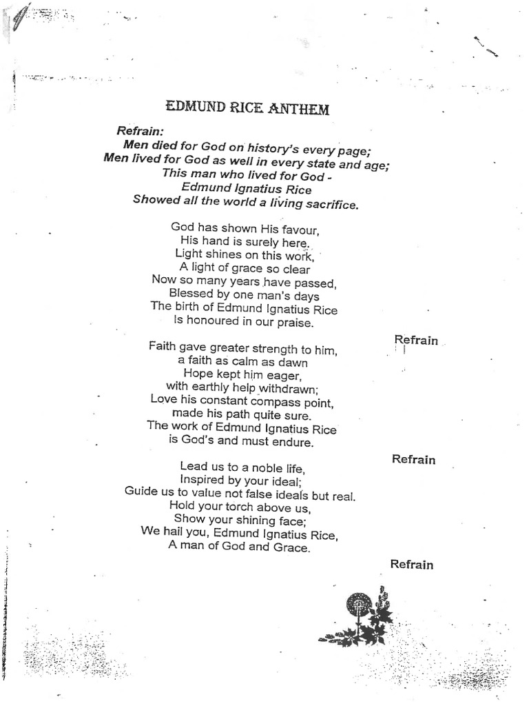 Edmund Rice Anthem Full Score | PDF