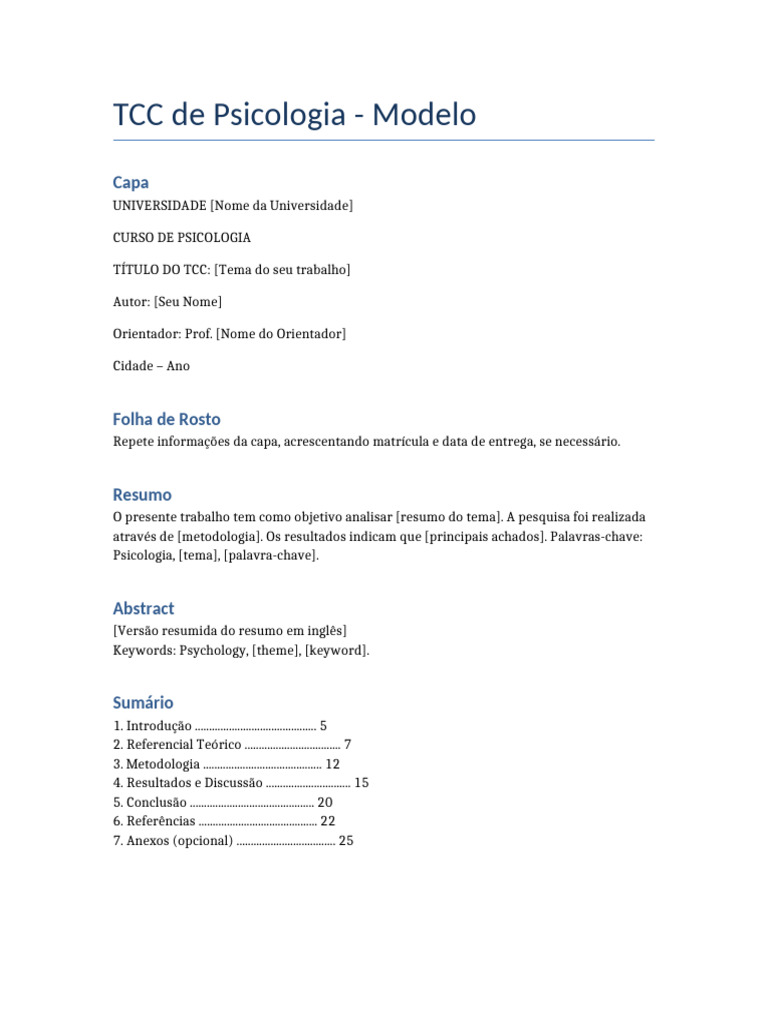 Modelo de TCC em Psicologia | PDF