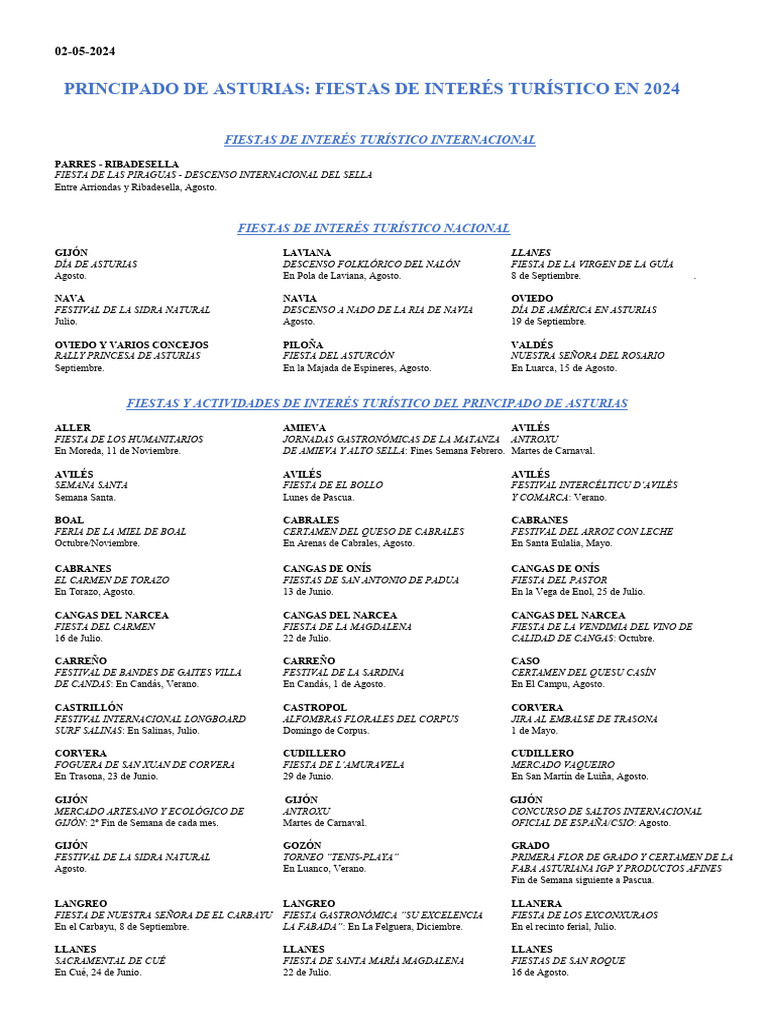 Fiestas de Interés Turístico PDF | PDF | Fiestas cristianas y días santos