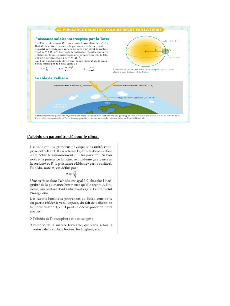 Schéma Bilan Puissance Solaire Et Bilan Radiatif Terrestre | PDF