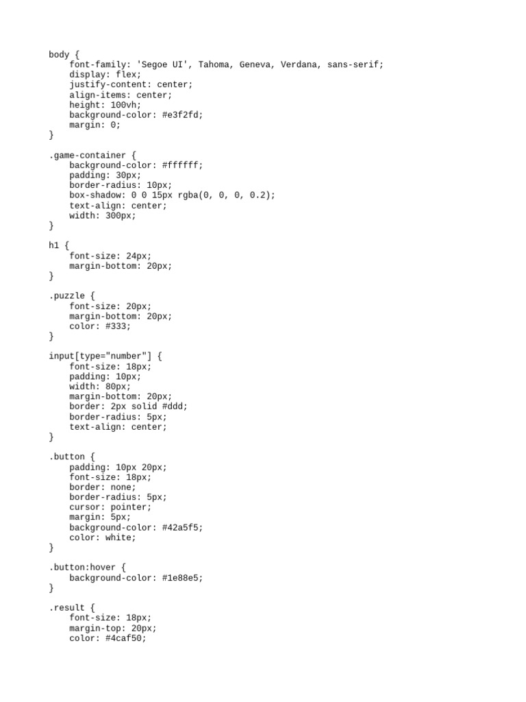 CSS Styling for Game Interface | PDF