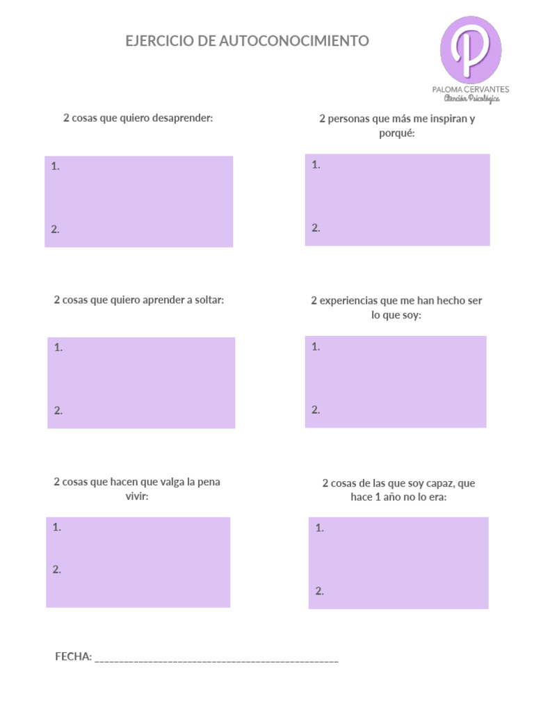 Ejercicio de Autoconocimiento Personal | PDF