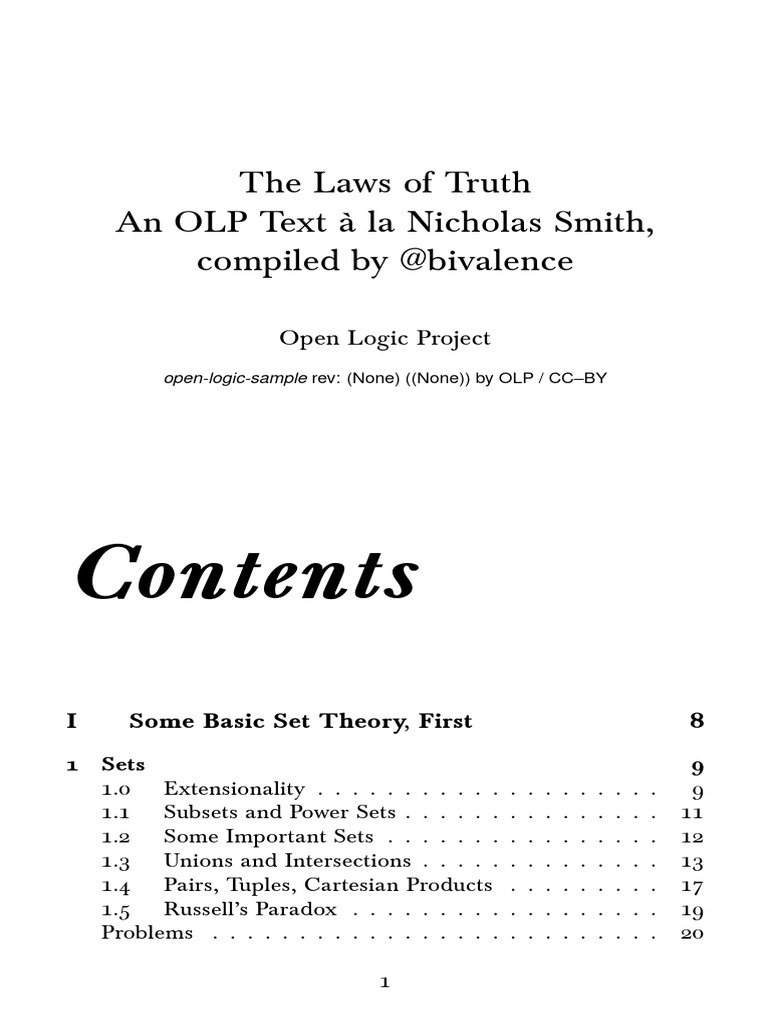 Laws of Truth: Logic and Set Theory | PDF | First Order Logic | Empty Set