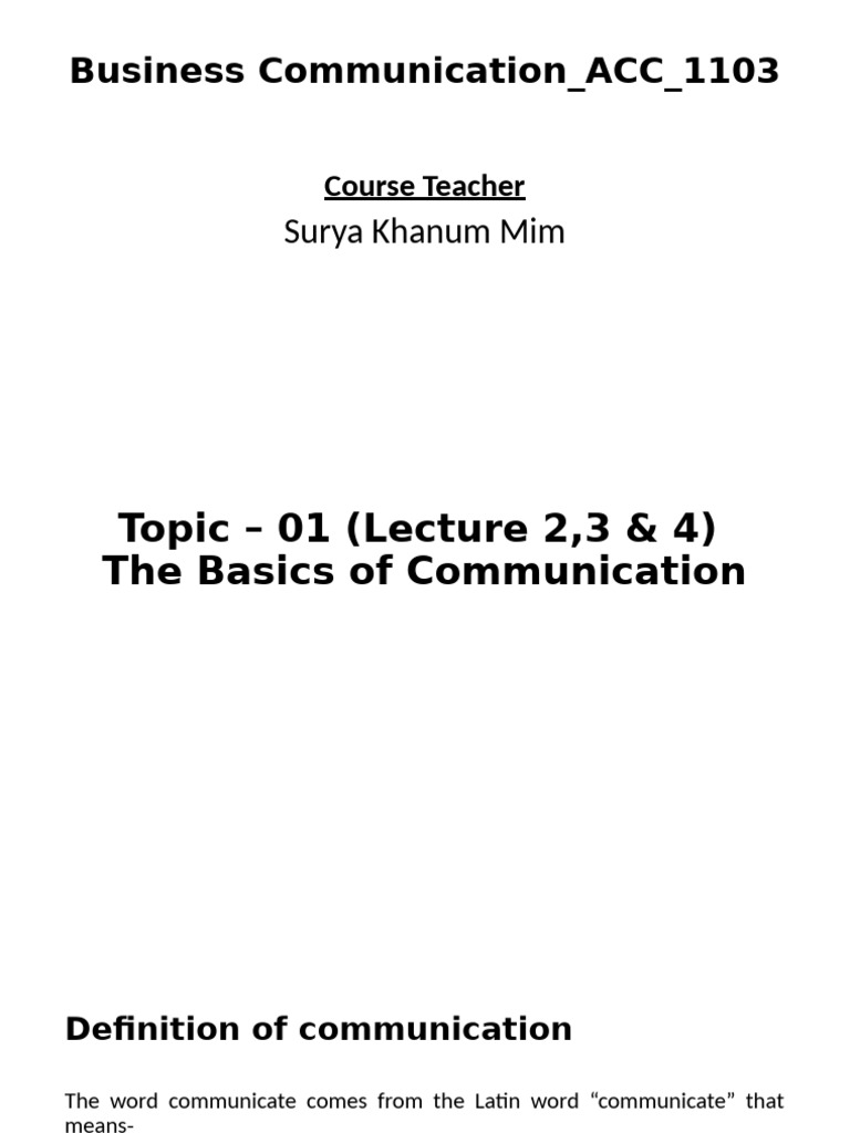 Basics of Business Communication | PDF | Communication | Interpersonal ...