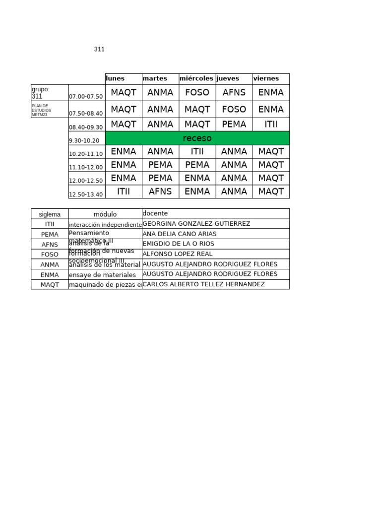Plan de Estudios Grupo 311 METM23 | PDF