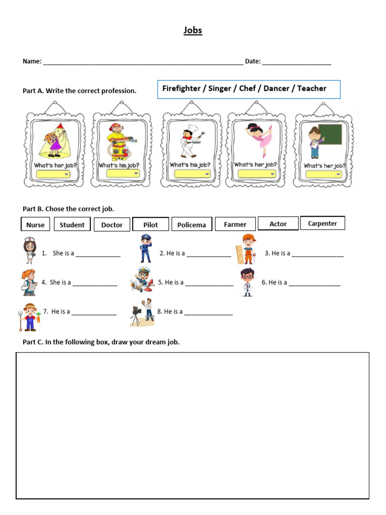 Fun Job Identification Worksheet | PDF