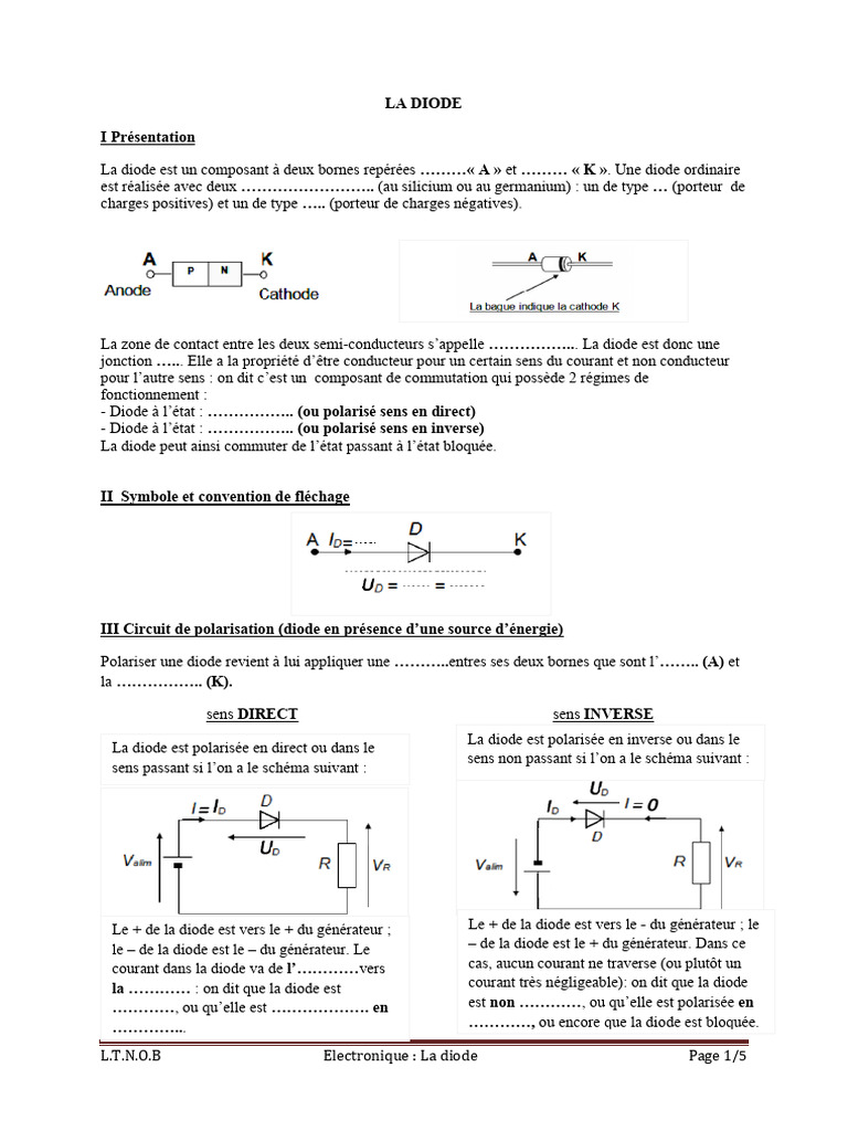 Comprendre le fonctionnement de la diode | PDF | Diode | Grandeur physique