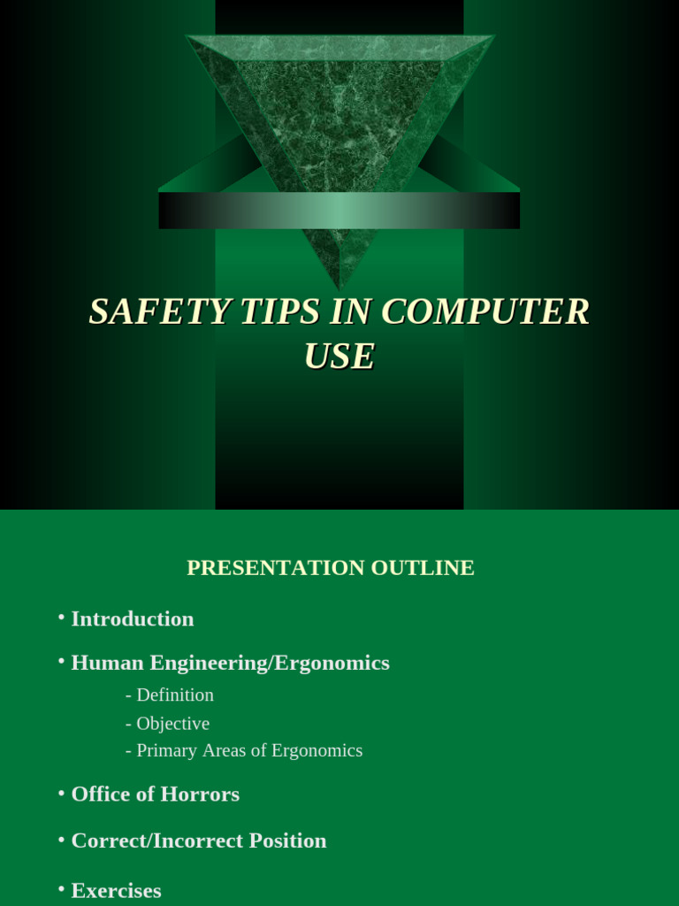 Safety in Computer Use | PDF | Chair | Arm