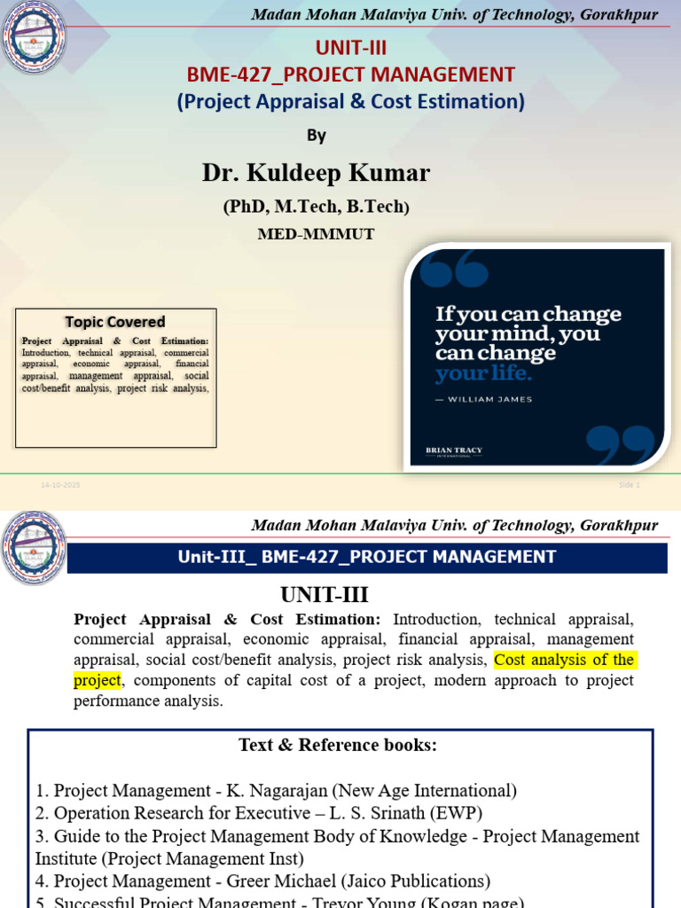 Project Appraisal & Cost Estimation Guide | PDF | Net Present Value ...