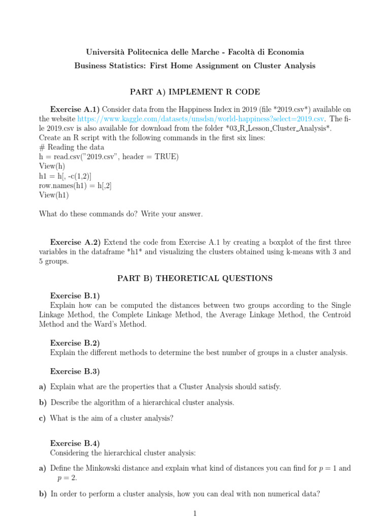 First Assignment Cluster | PDF | Cluster Analysis | Spatial Analysis