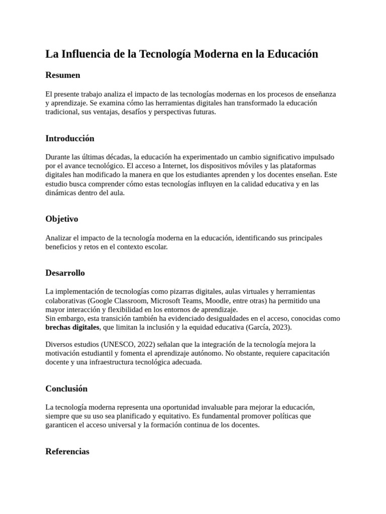 La Influencia de La Tecnologia Moderna | PDF