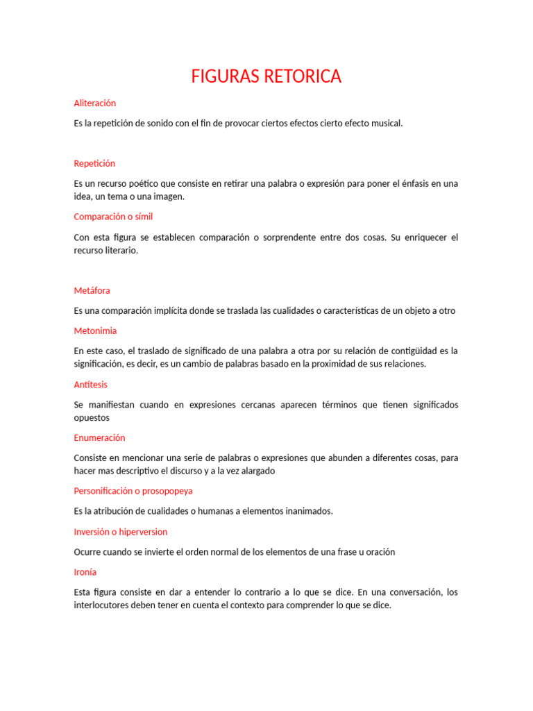 Figuras Retóricas y Ejemplos Clave | PDF | Poesía | Metáfora