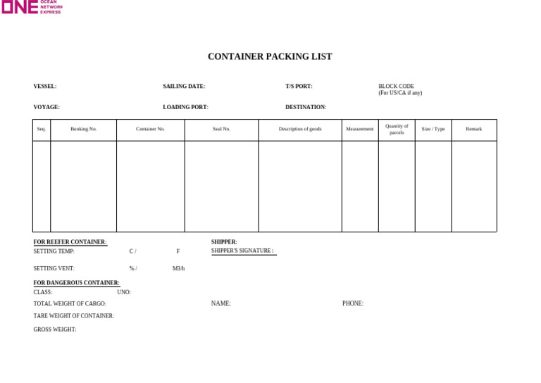 Container Packing List Overview | PDF