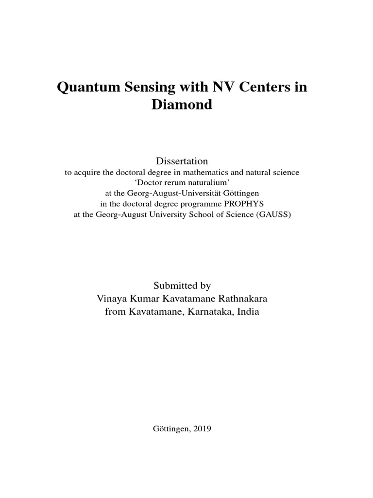 NV Centers in Diamond for Quantum Sensing | PDF | Nuclear Magnetic ...