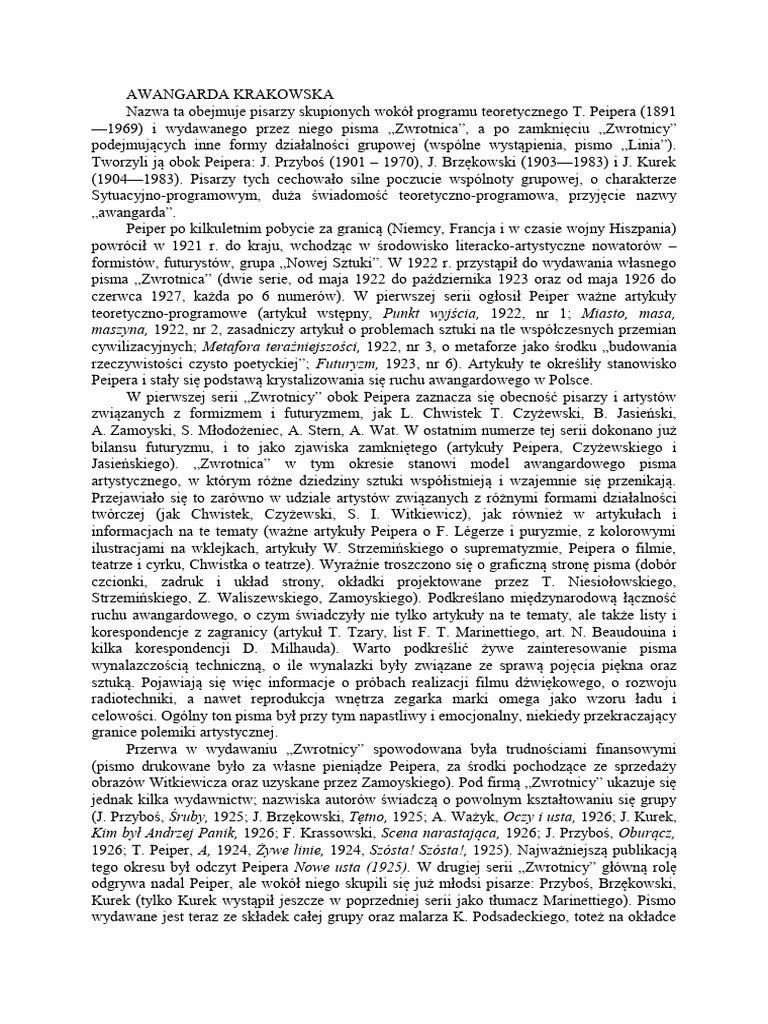 Awangarda Krakowska | PDF