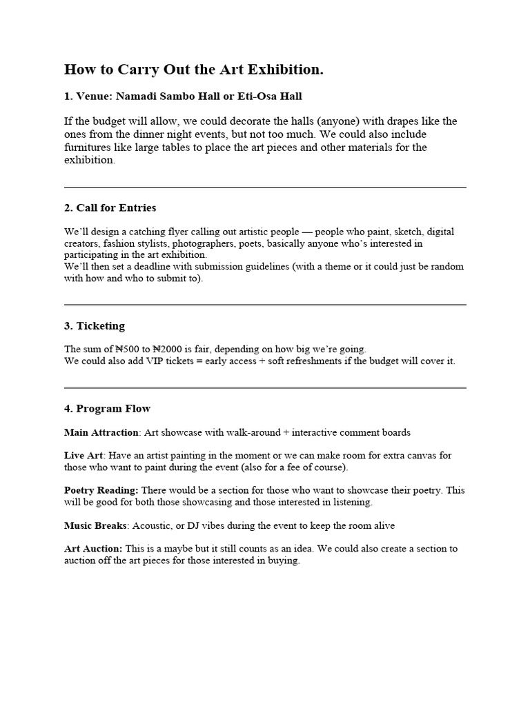 Guide to Organizing an Art Exhibition | PDF