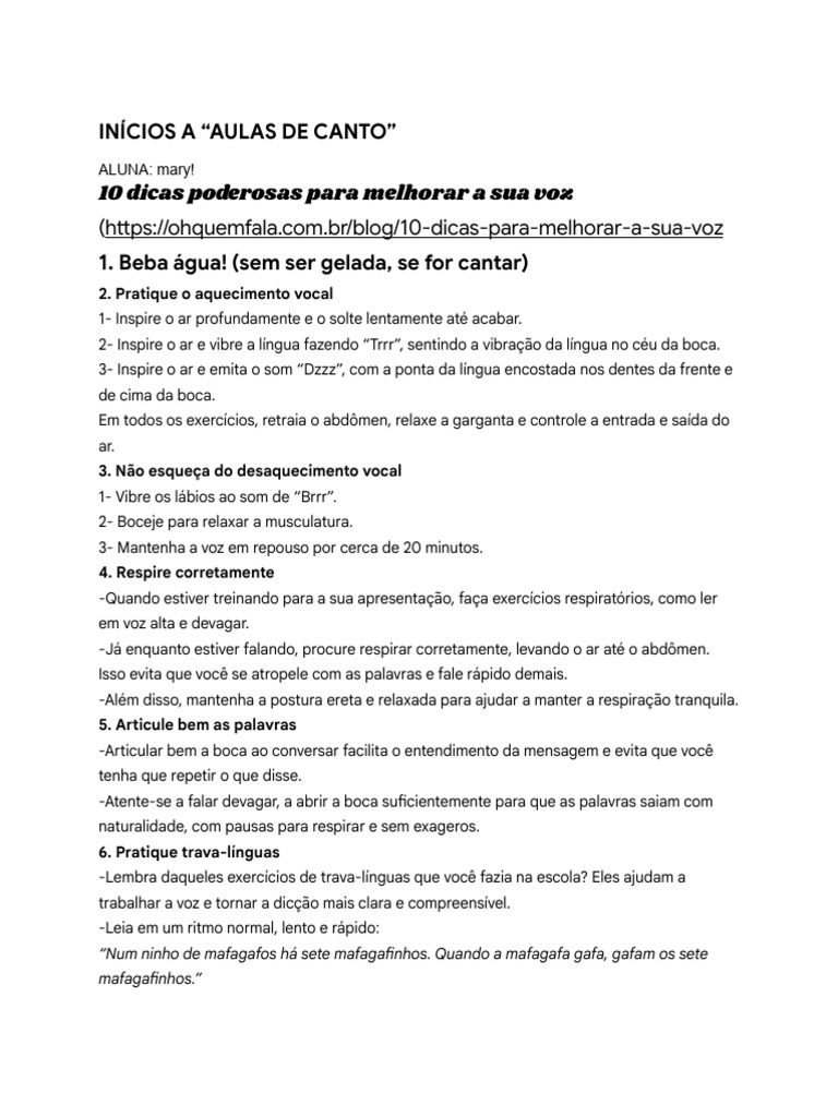 10 Dicas para Melhorar sua Voz | PDF | Canto | Voz humana