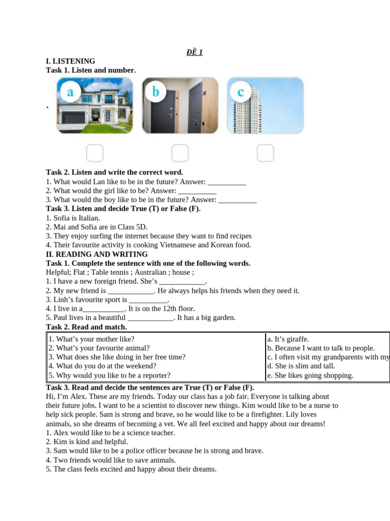English Listening and Writing Exercises | PDF