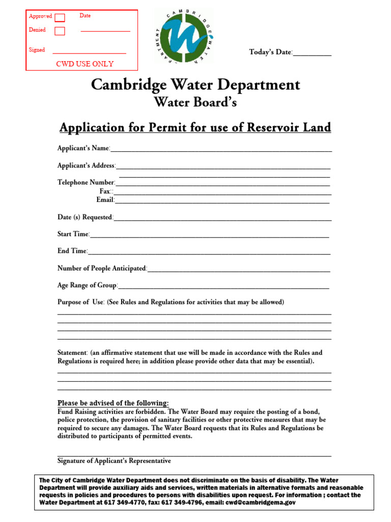 Cambridge Water Reservoir Permit Application | PDF | Justice | Crime ...