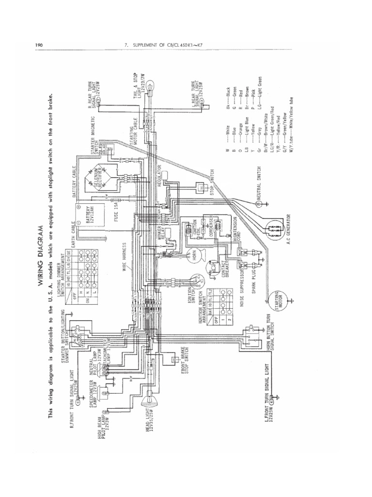 Honda CB450 Wiring Diagram Stoplight Switch Models PDF