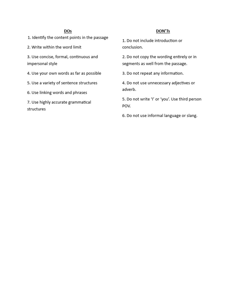 Summary Writing Dos and Don'ts | PDF