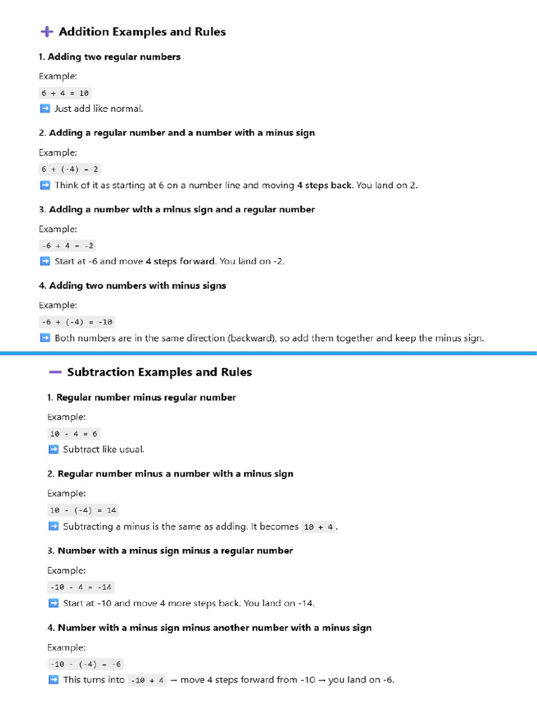 Negative Numbers + - X v2 | PDF