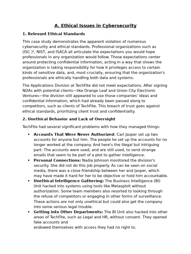 Task 2 Ethics and Cybersecurity Yvonne | PDF | Computer Security | Security