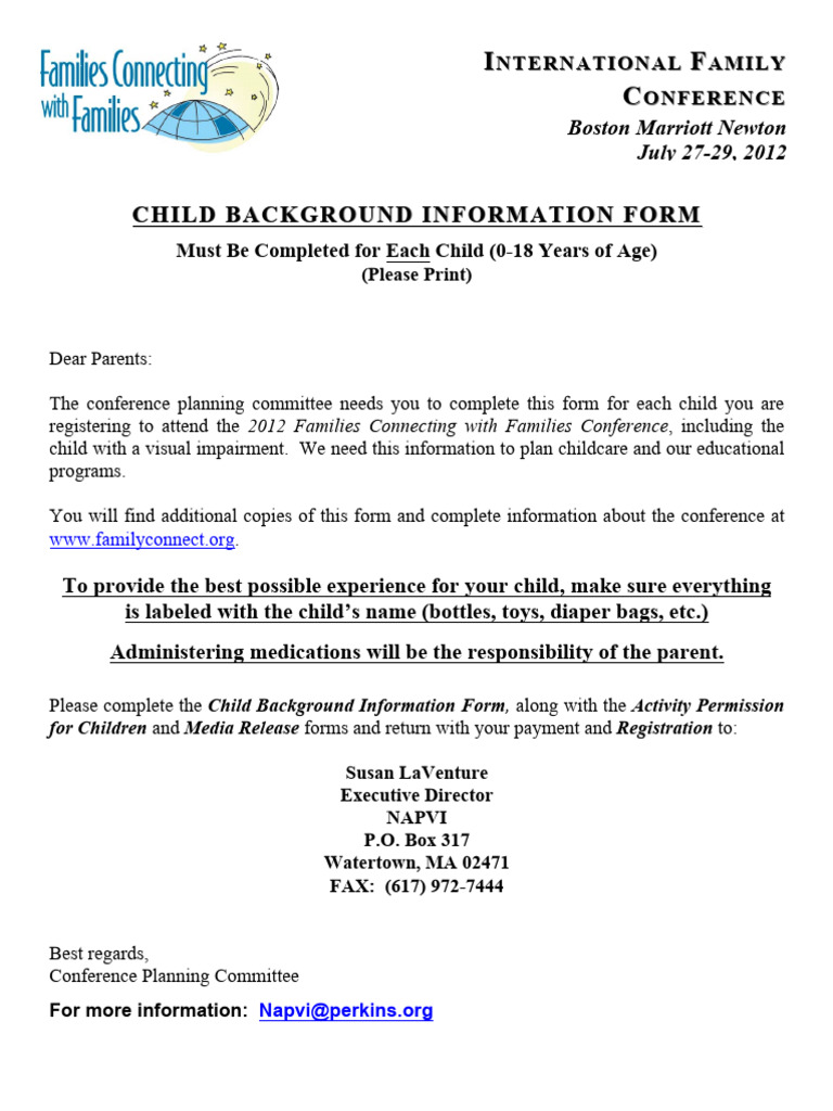 Child Background Information Form | PDF