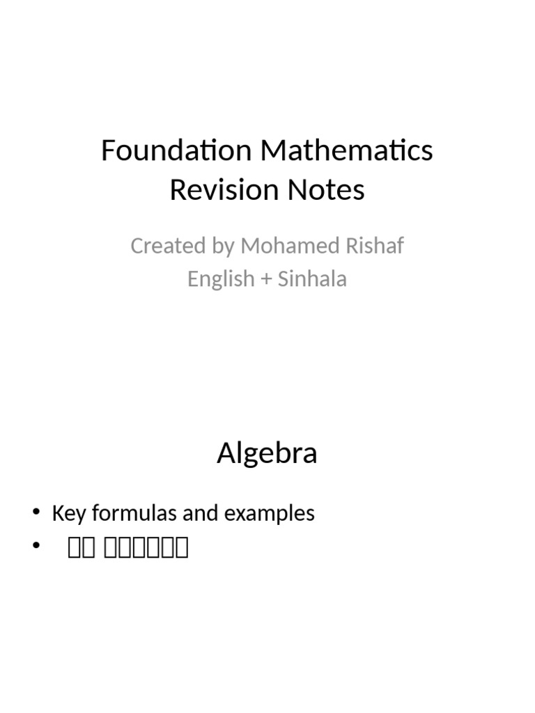 Foundation Mathematics Revision | PDF