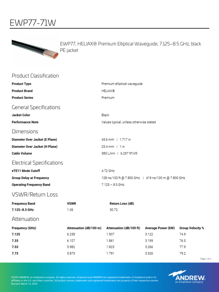 HELIAX® Premium Elliptical Waveguide | PDF | Coaxial Cable ...